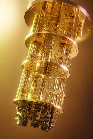 Card art: a gold quantum computer chandelier
